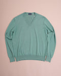 Green Cotton V-Neck Sweater