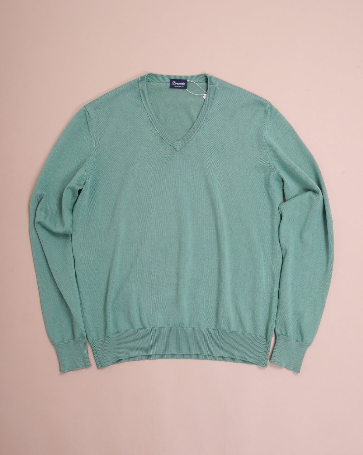Green Cotton V-Neck Sweater