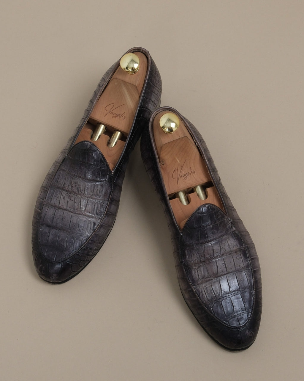 Dark Brown Crocodile Penny Loafers