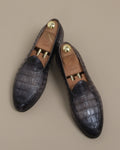 Dark Brown Crocodile Penny Loafers