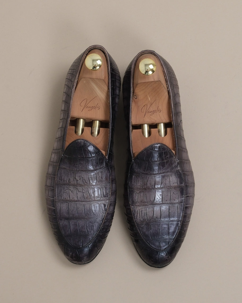 Dark Brown Crocodile Penny Loafers