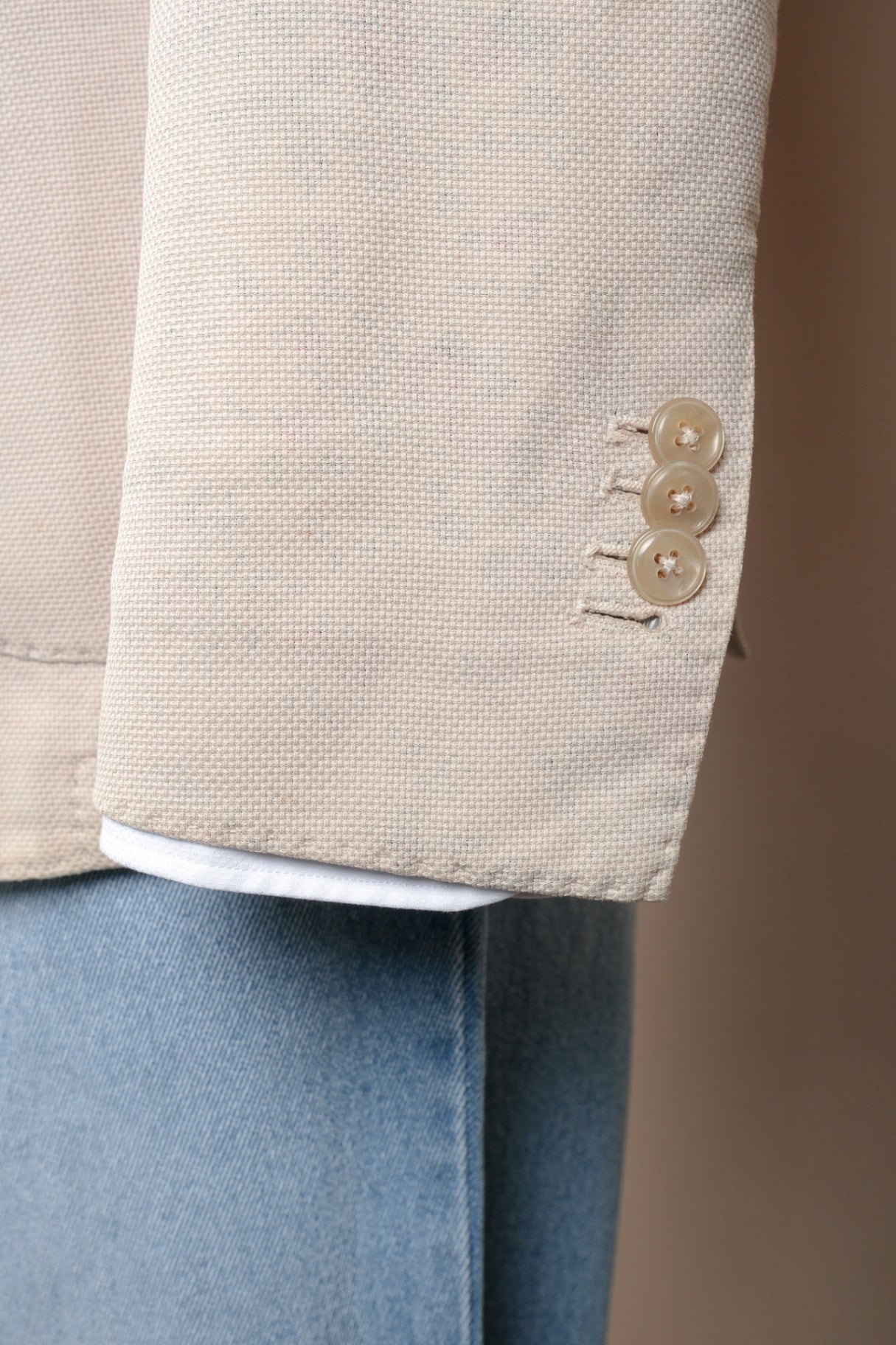 Beige Hopsack Cotton Sports Jacket