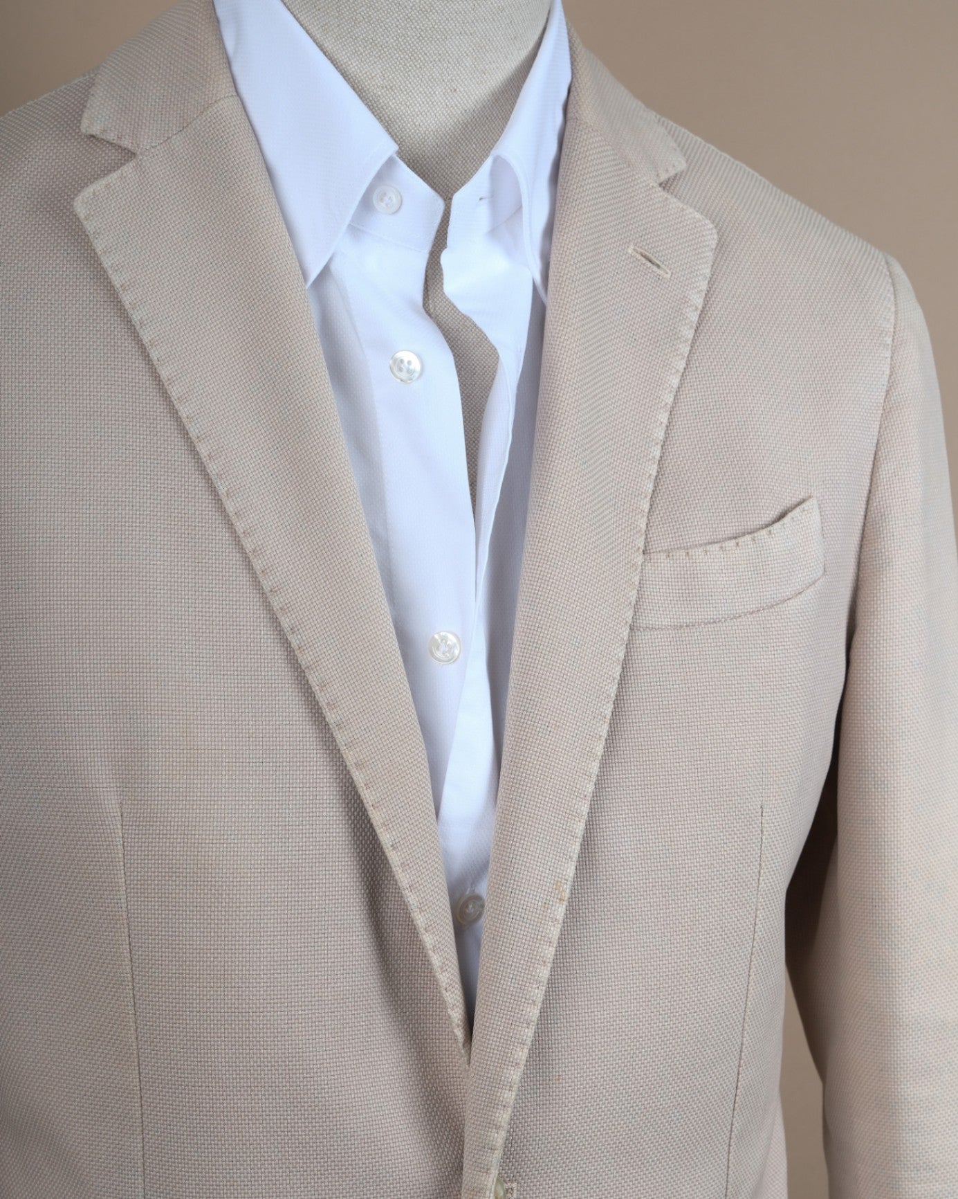 Beige Hopsack Cotton Sports Jacket