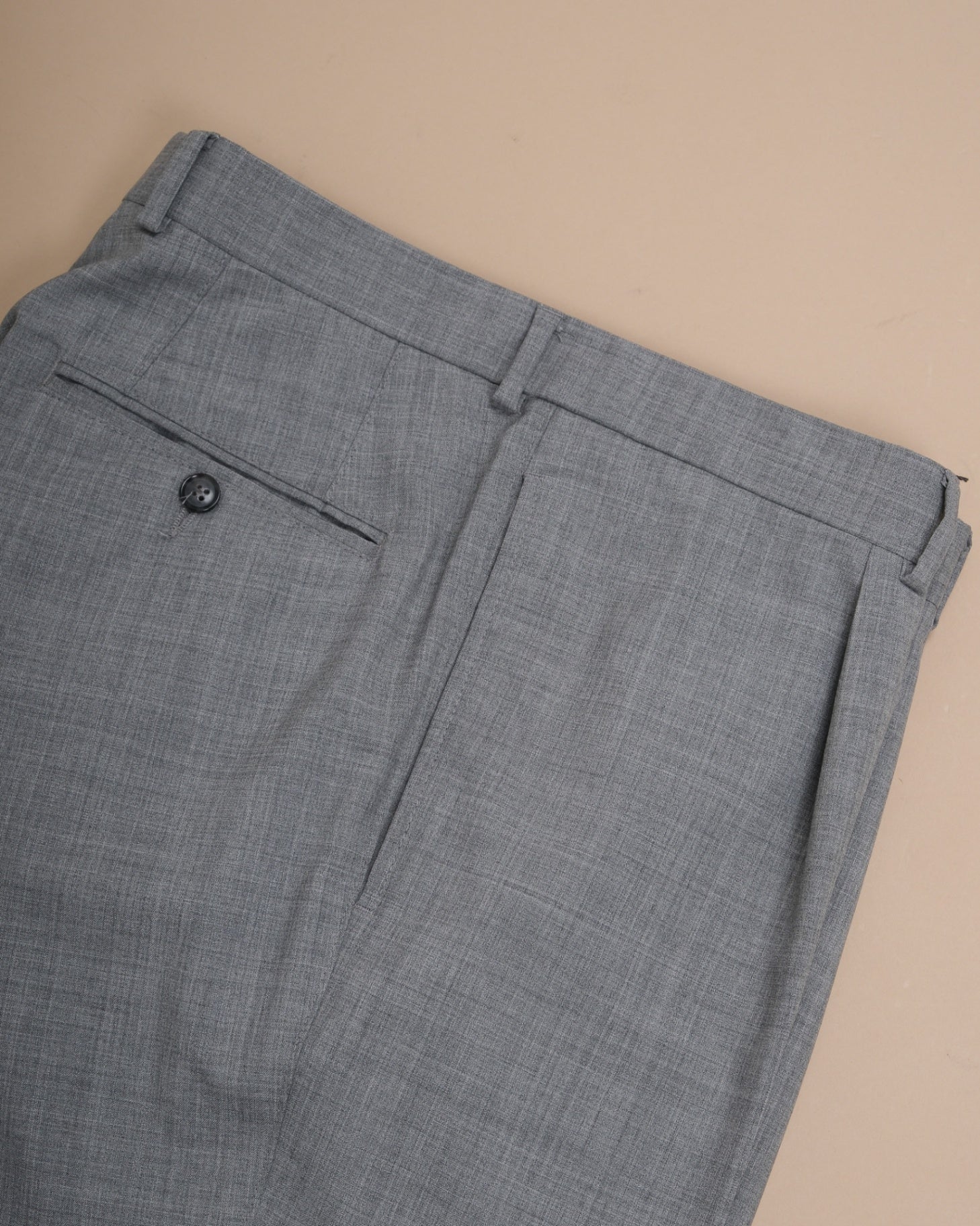Light Grey High-Rise Pleated Wool Trousers