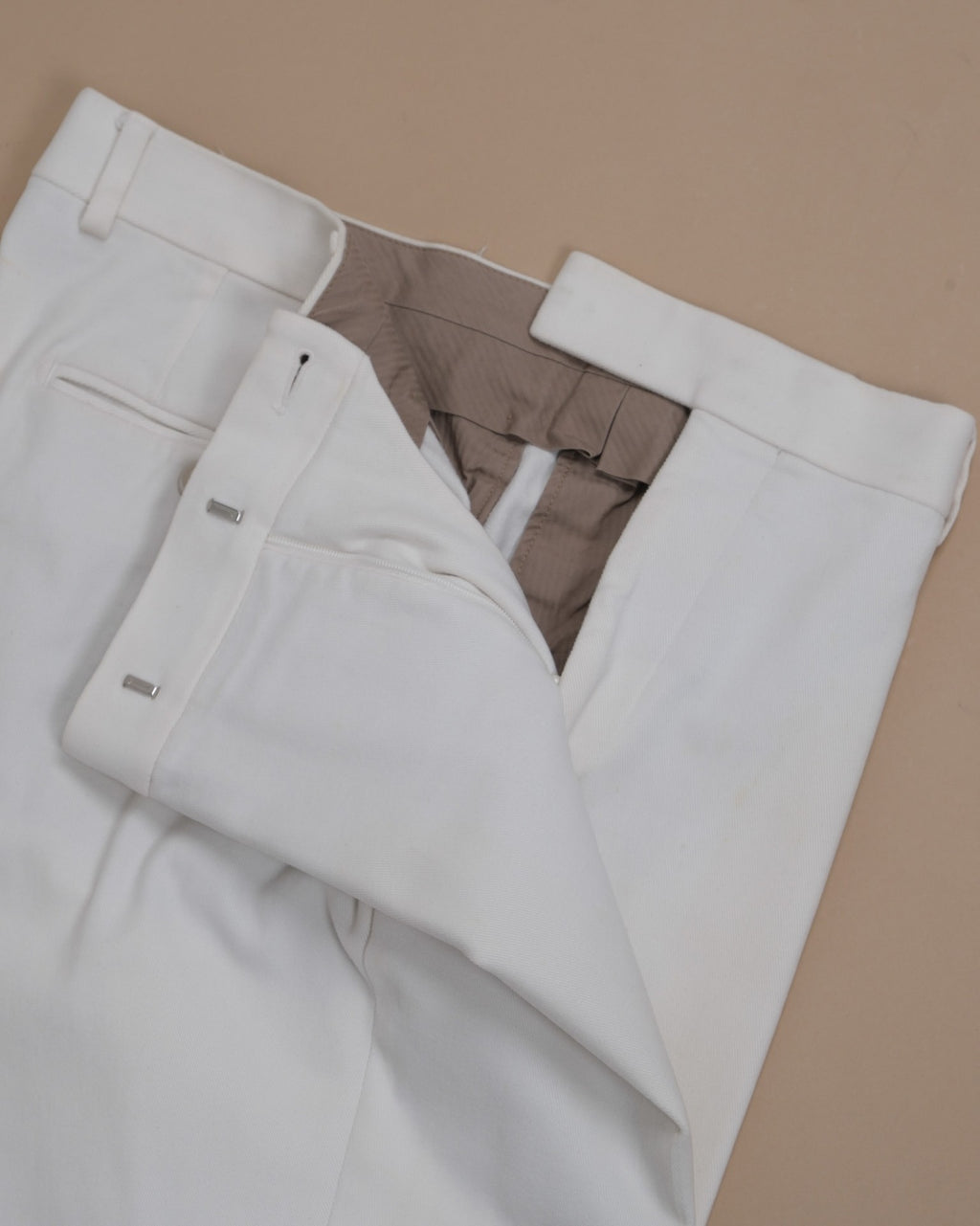 Off-White Worsted Twill Cotton Trousers