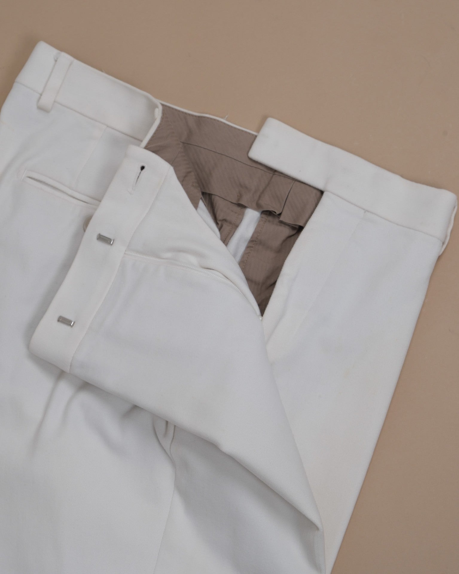 Off-White Worsted Twill Cotton Trousers