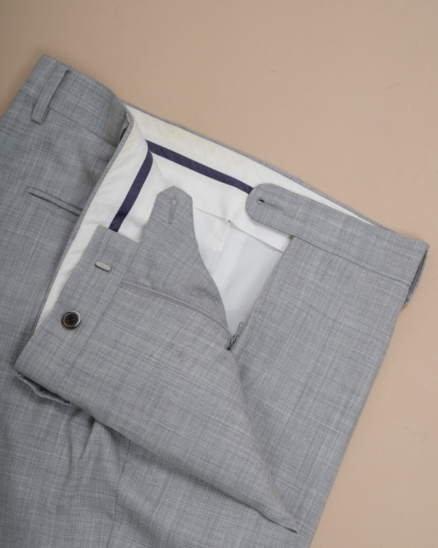 Light Grey Super 120's Wool Trousers