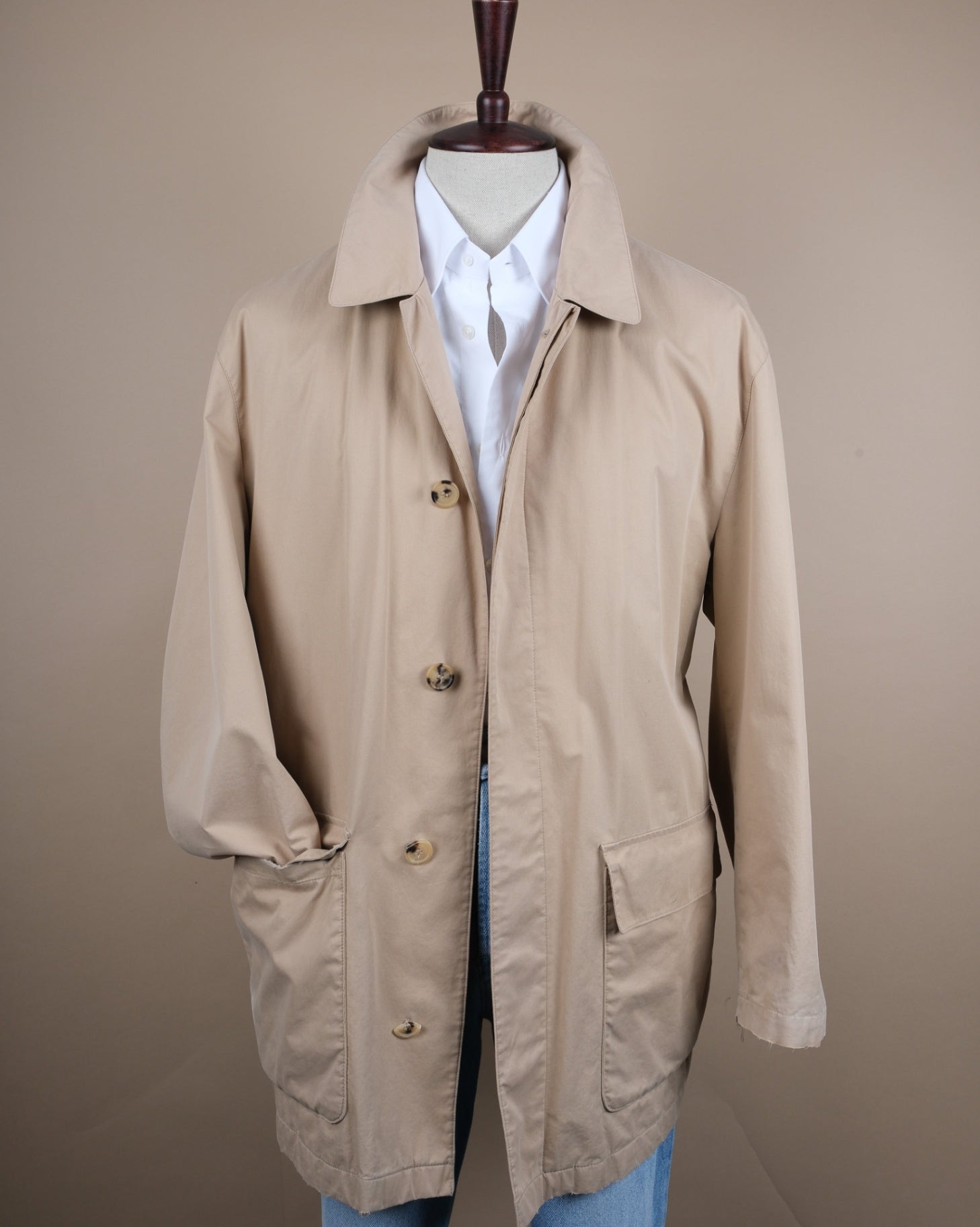 Beige Cotton Carcoat