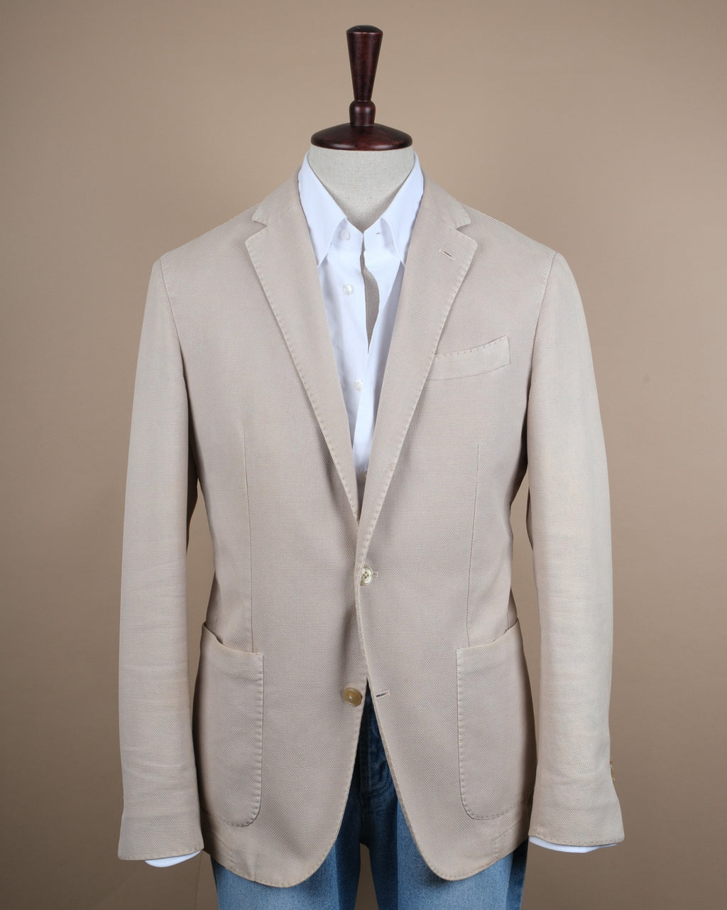 Beige Hopsack Cotton Sports Jacket