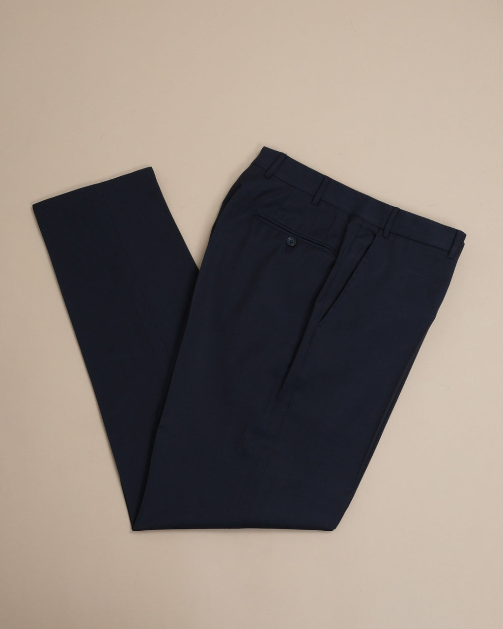 Navy High-Rise Virgin Wool Trousers
