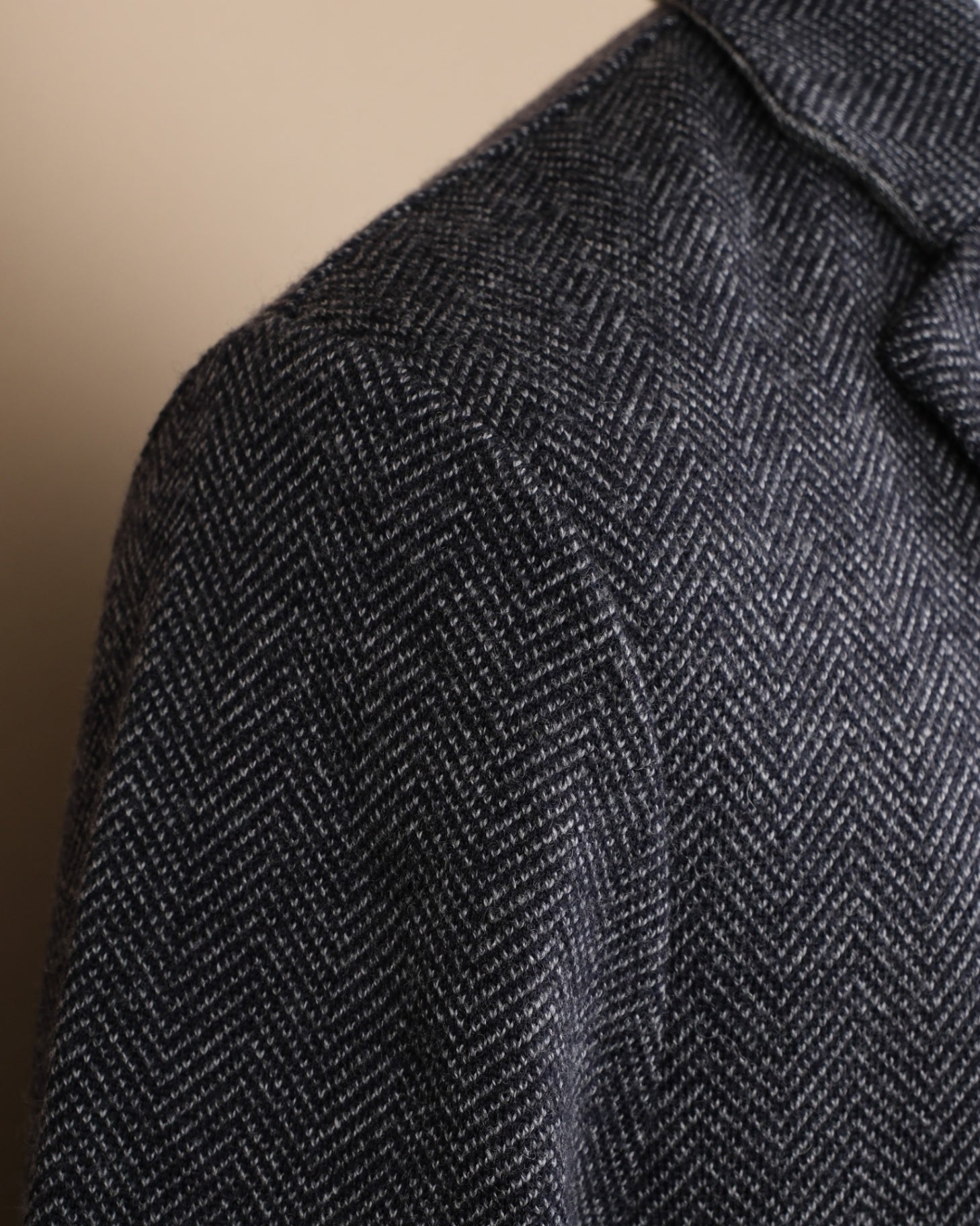 Grey Herringbone Knitted Virgin Wool Sports Jacket