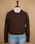 Brown Heavy Cable Knitted Wool Sweater