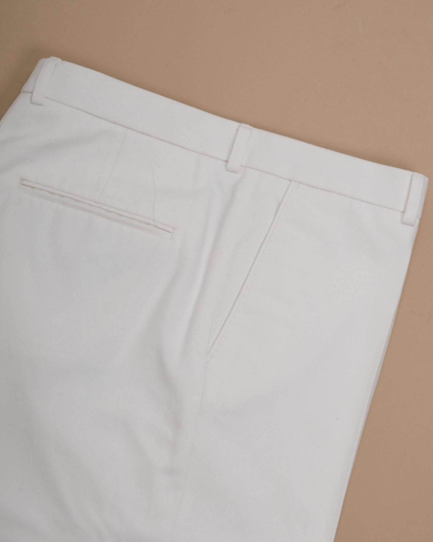 White Soft Cotton Twill Trousers