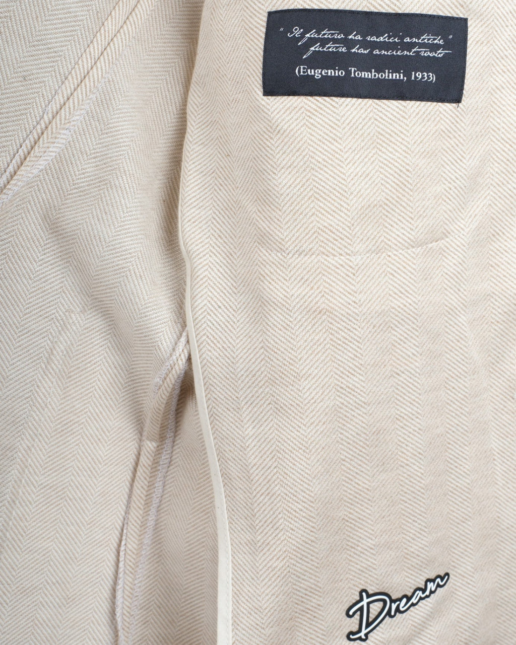 Unlined Beige Herringbone Cotton Sports Jacket