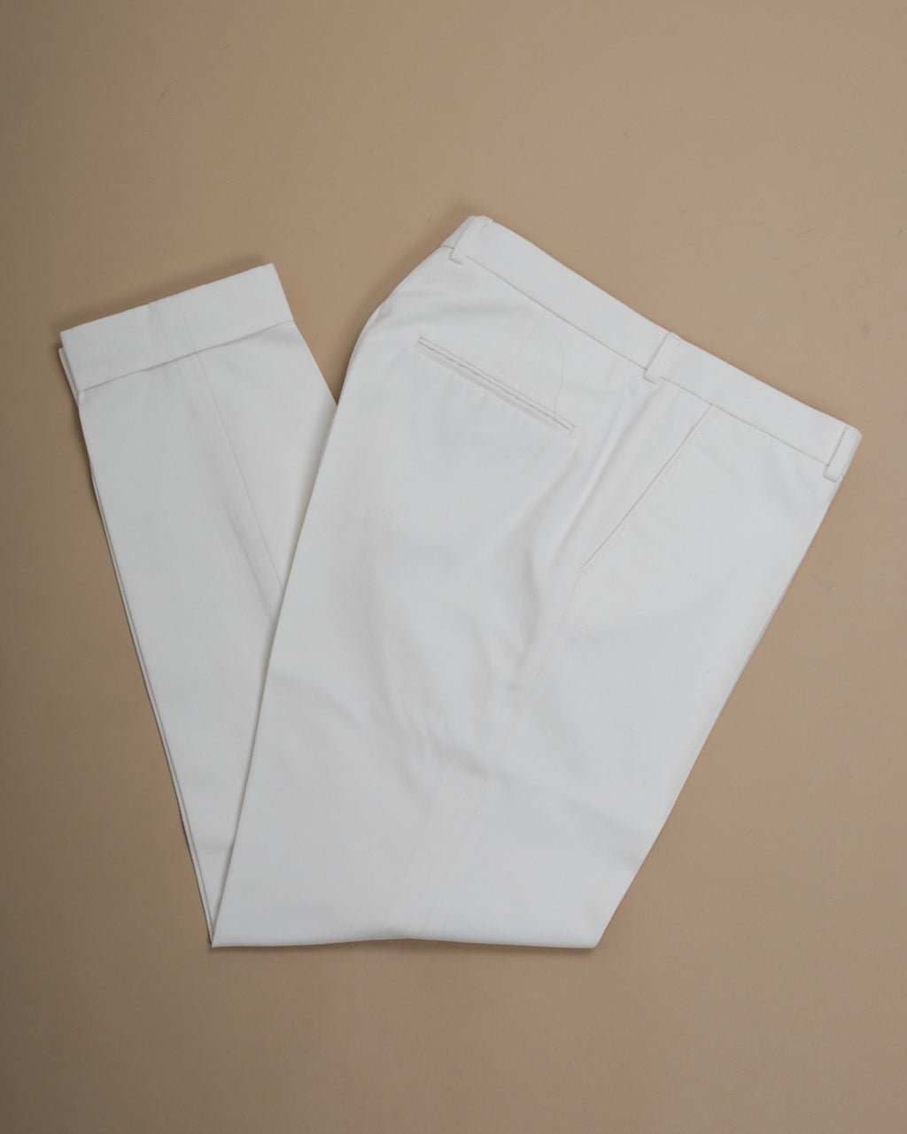 White Soft Cotton Twill Trousers