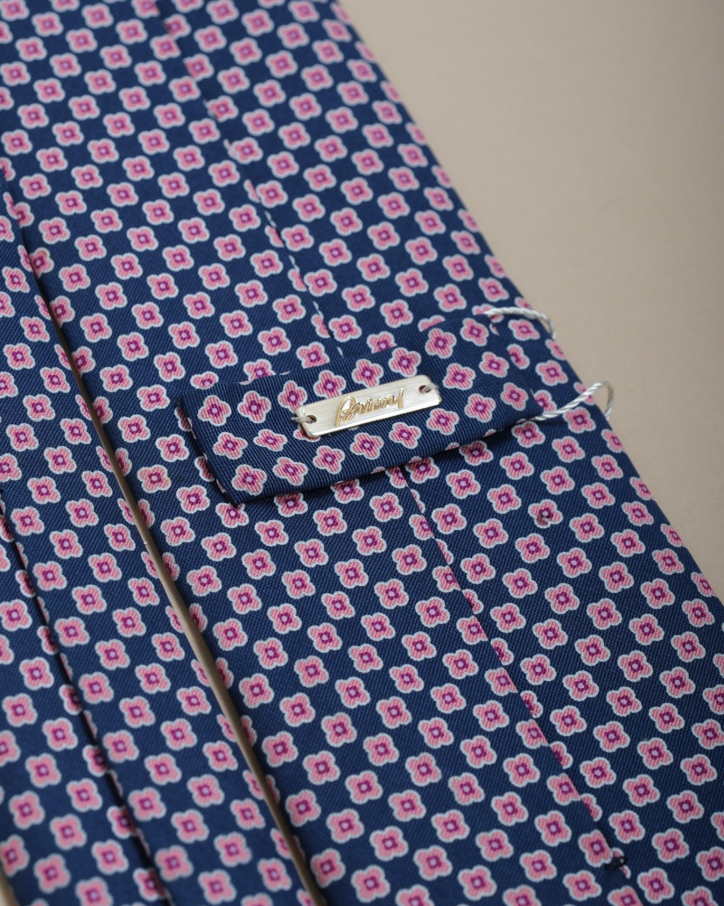 Navy/Pink 3-Folded Silk Tie