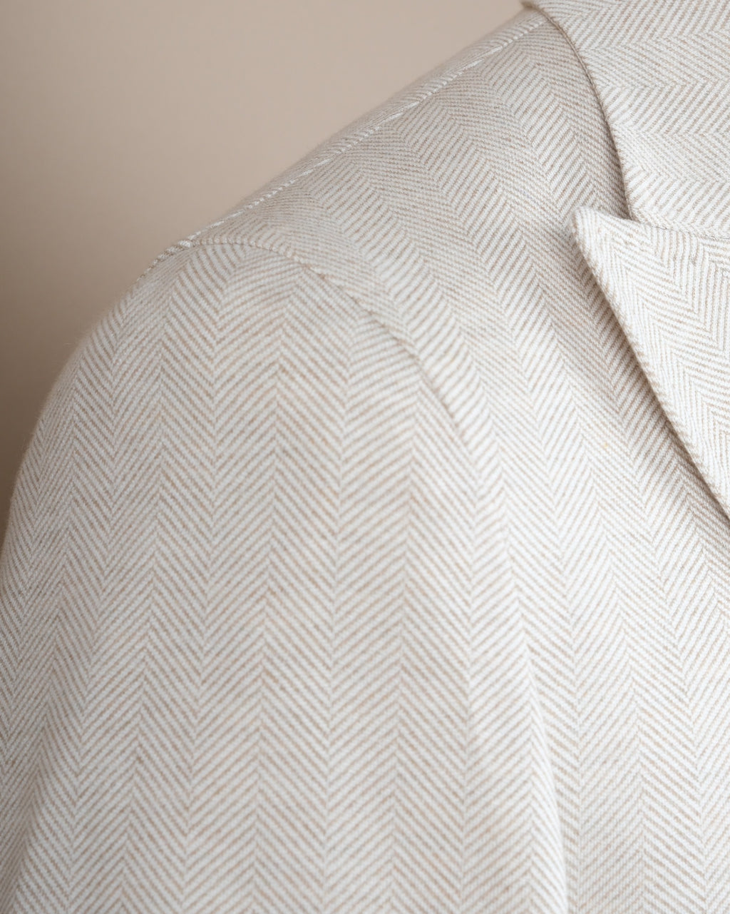 Unlined Beige Herringbone Cotton Sports Jacket