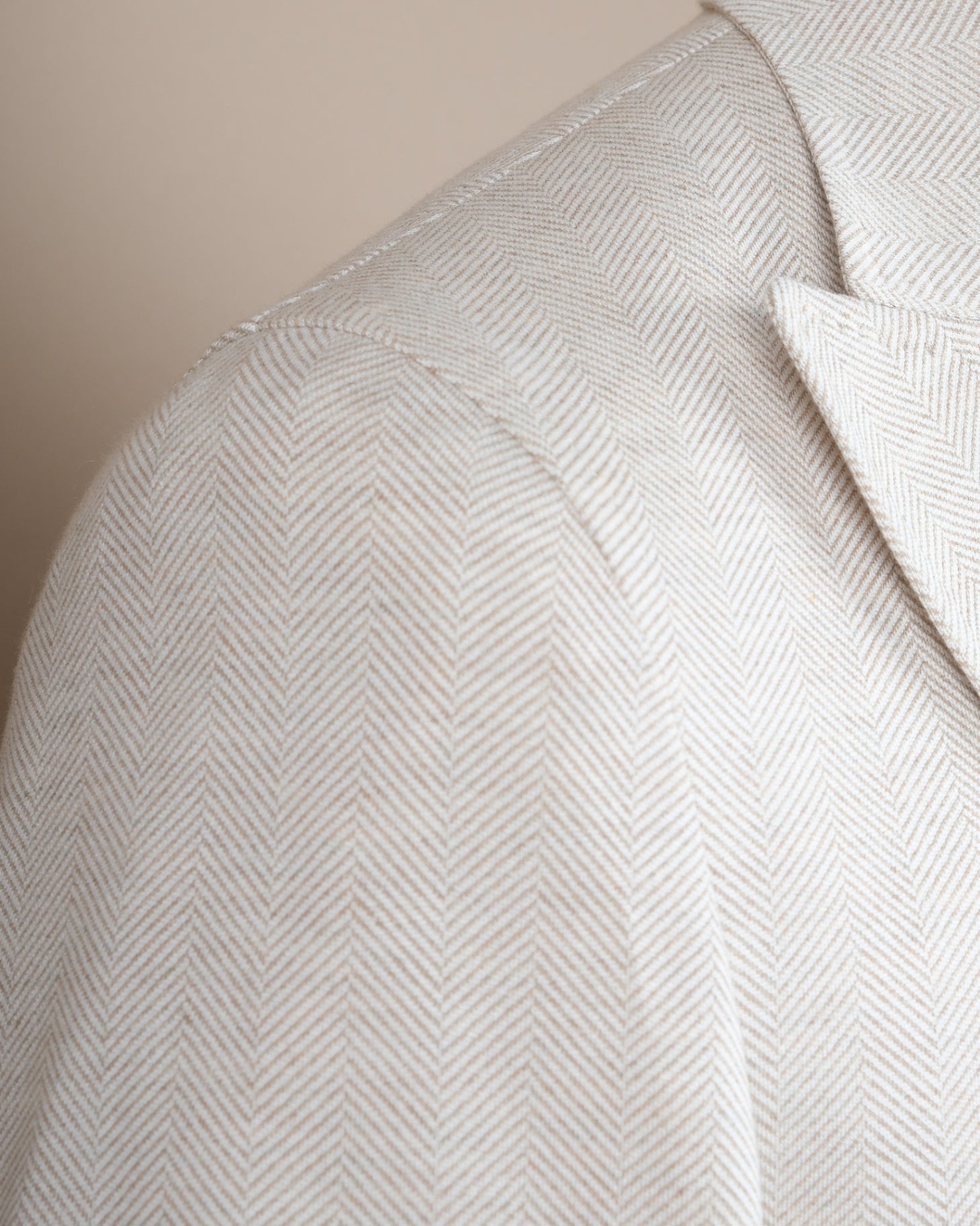 Unlined Beige Herringbone Cotton Sports Jacket