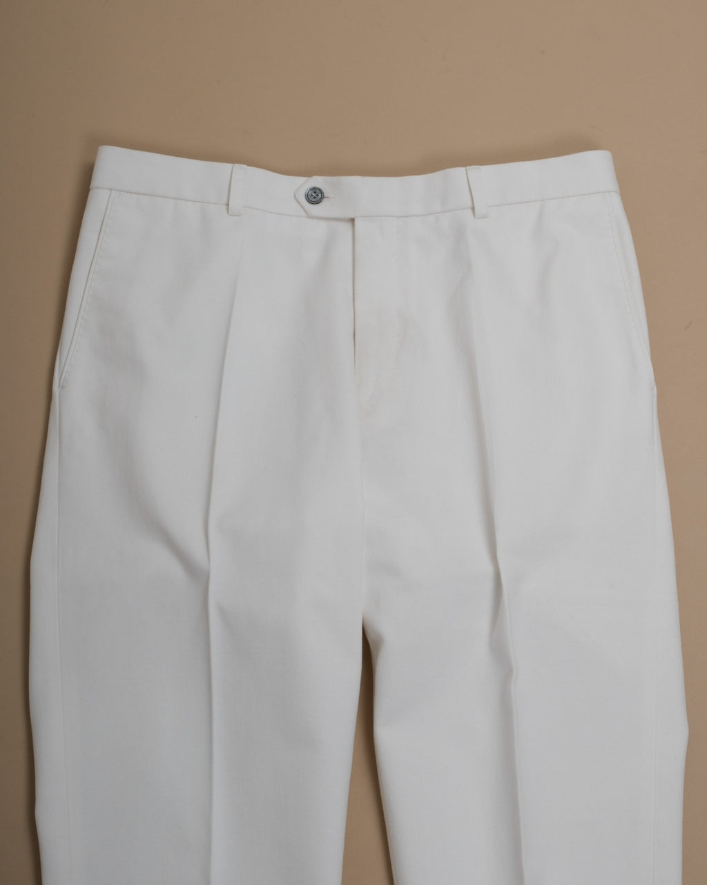 White Soft Cotton Twill Trousers