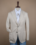 Unlined Beige Herringbone Cotton Sports Jacket