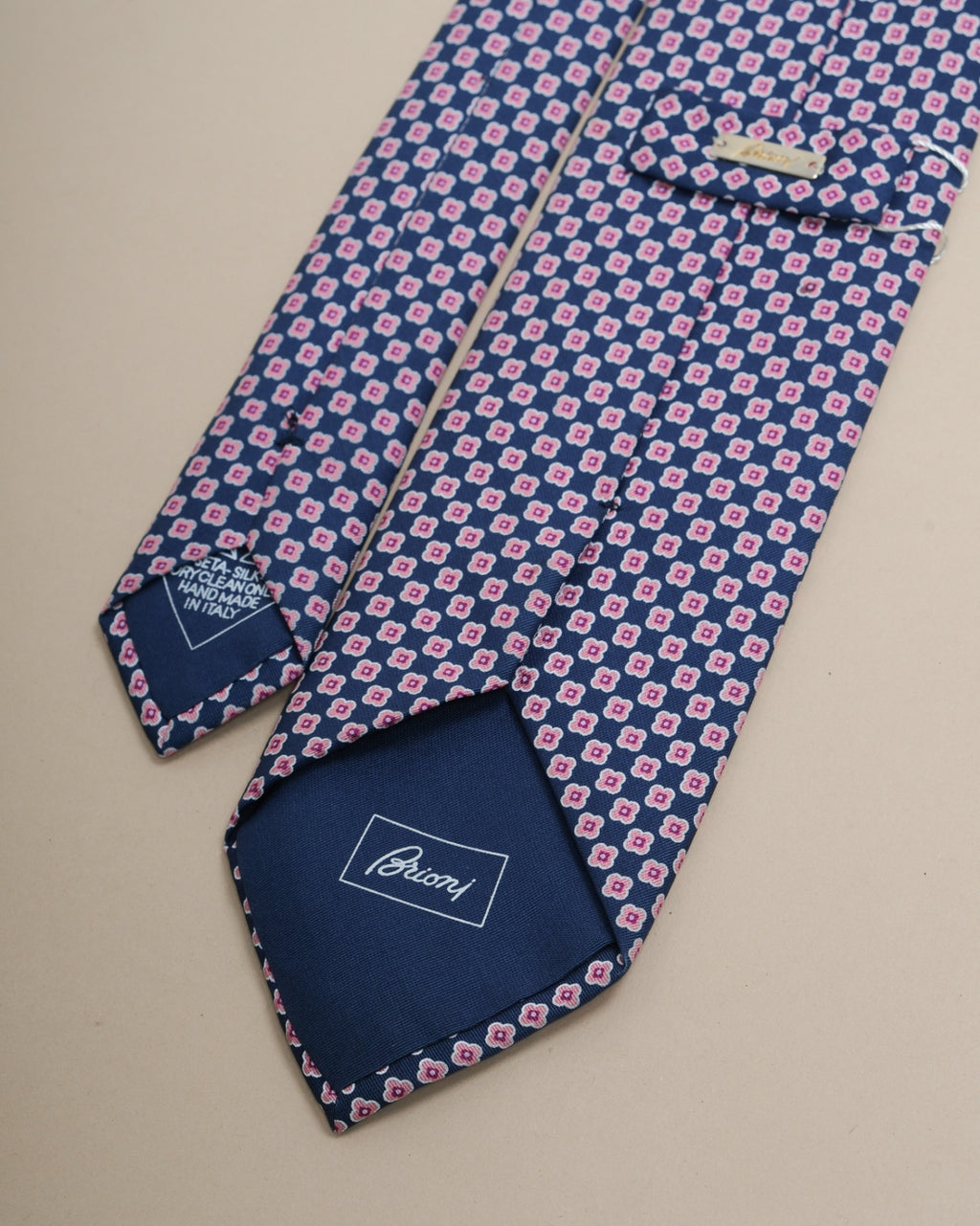 Navy/Pink 3-Folded Silk Tie
