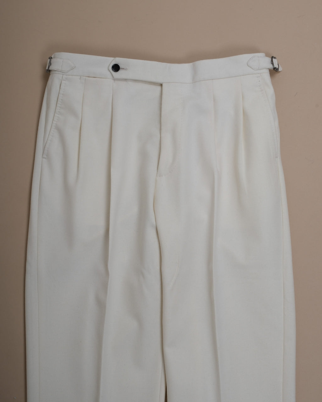 Ivory Flannel Wool Trousers