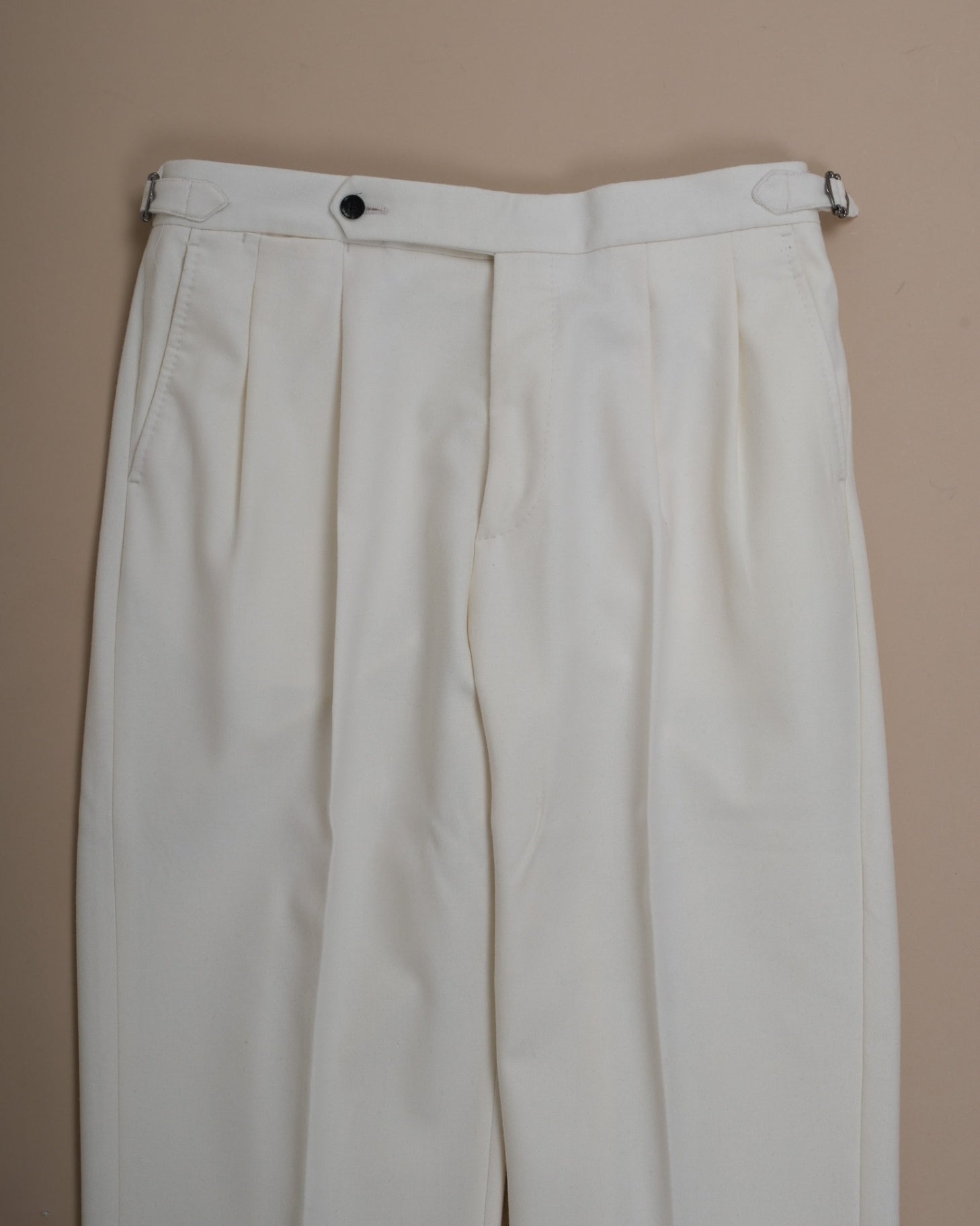 Ivory Flannel Wool Trousers