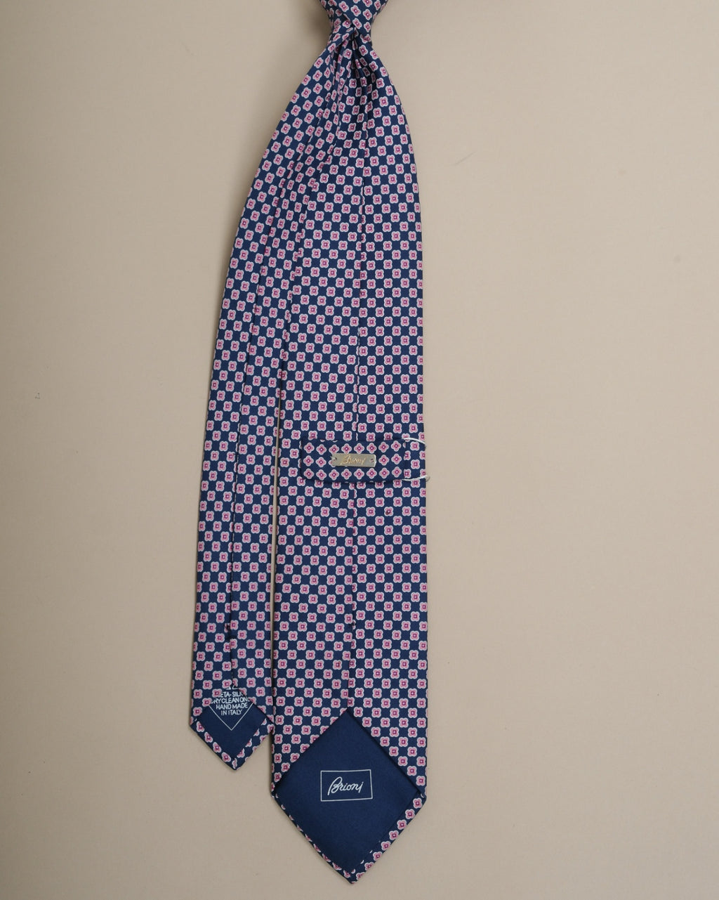 Navy/Pink 3-Folded Silk Tie