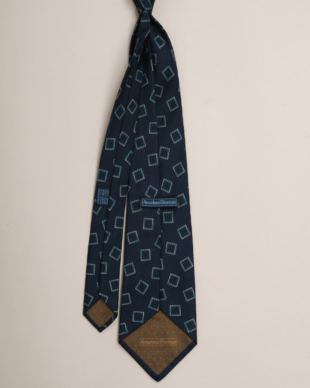 Navy/Green 3-Fold Rhombus Silk Tie