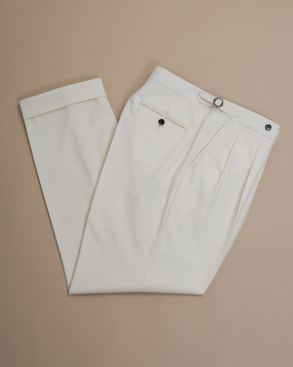 Ivory Flannel Wool Trousers