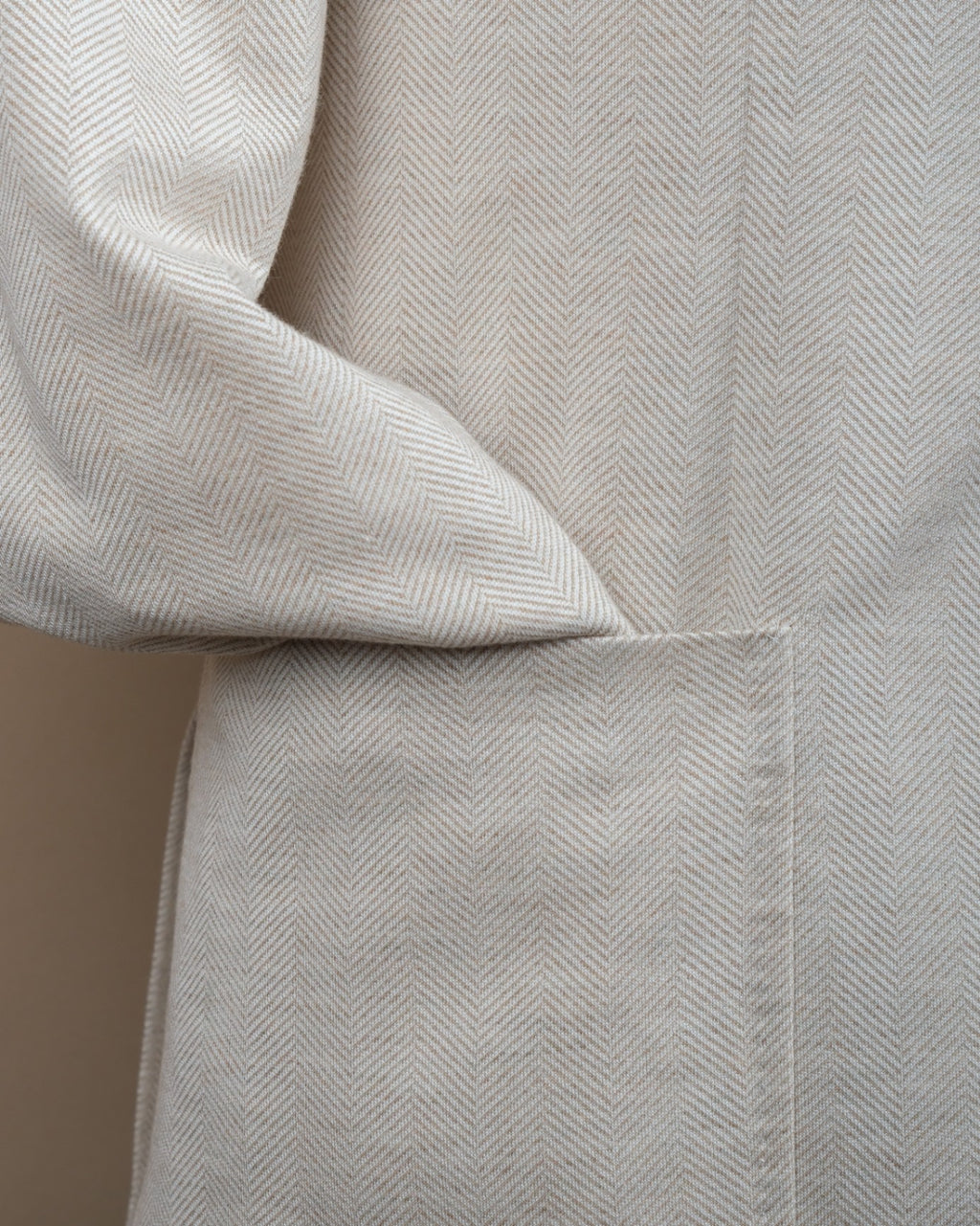 Unlined Beige Herringbone Cotton Sports Jacket