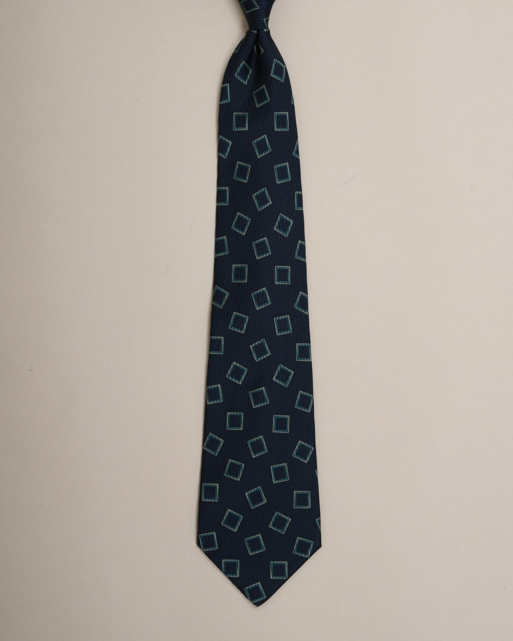 Navy/Green 3-Fold Rhombus Silk Tie