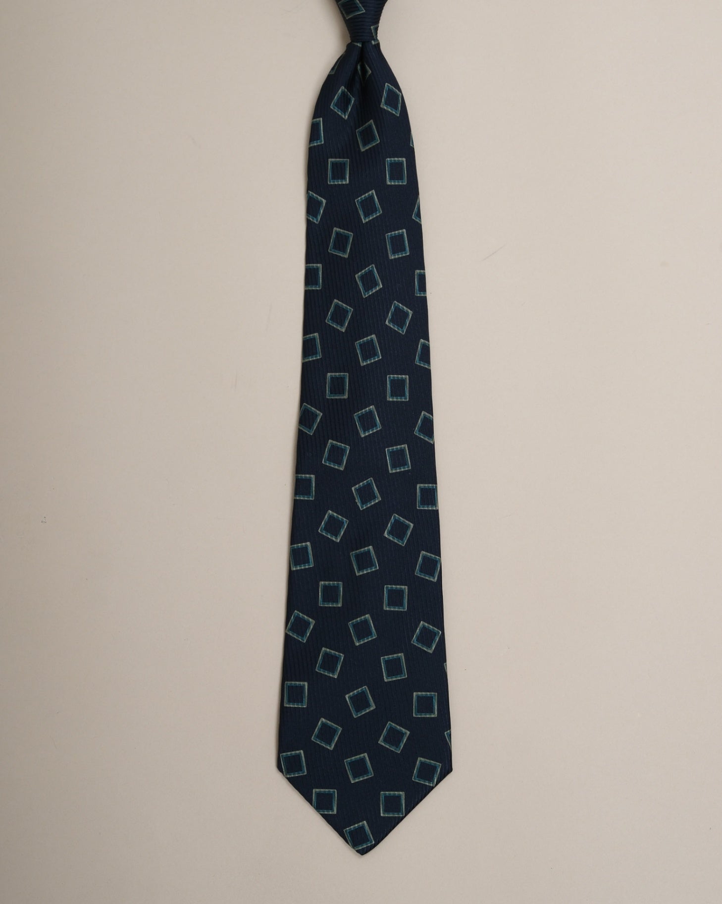 Navy/Green 3-Fold Rhombus Silk Tie