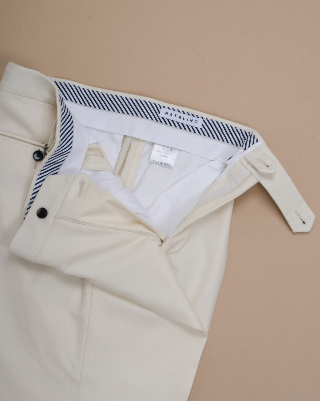 Ivory Flannel Wool Trousers