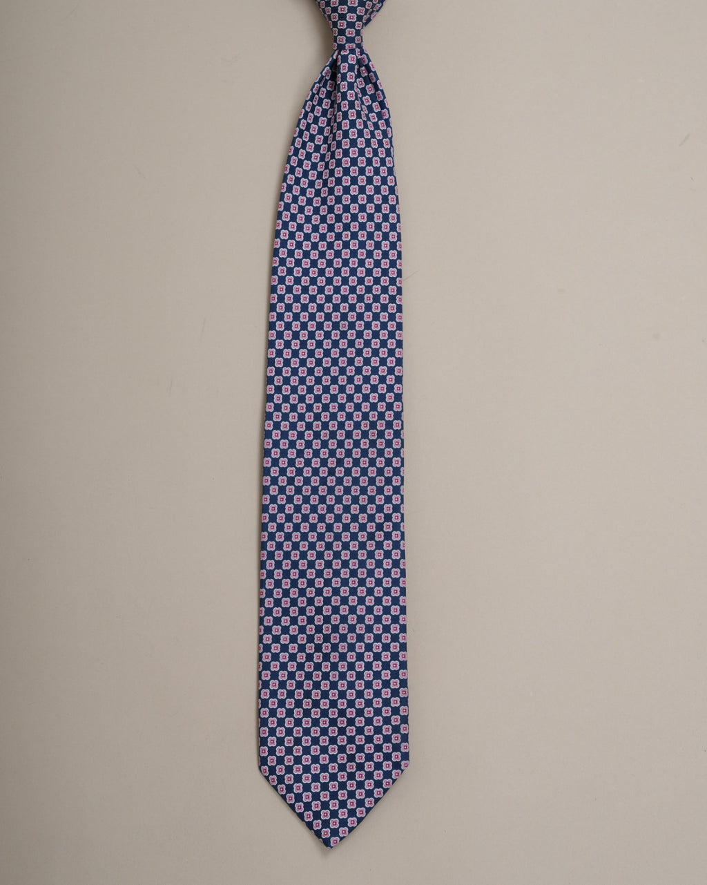 Navy/Pink 3-Folded Silk Tie