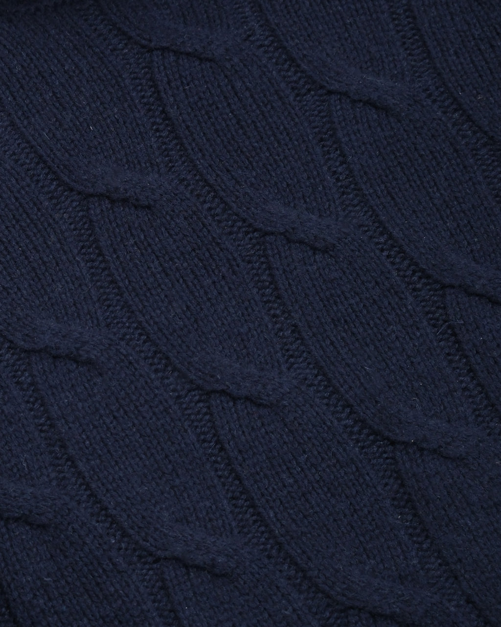 Navy Heavy Cable Knitted Cashmere Rollneck