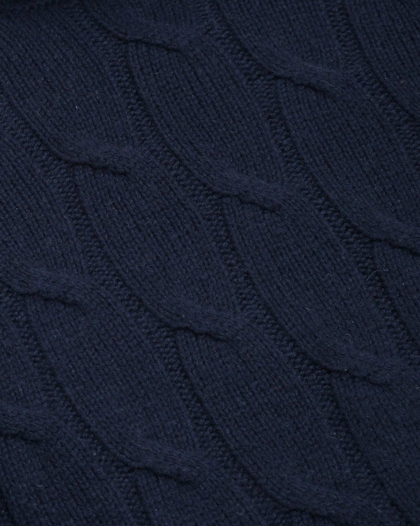 Navy Heavy Cable Knitted Cashmere Rollneck