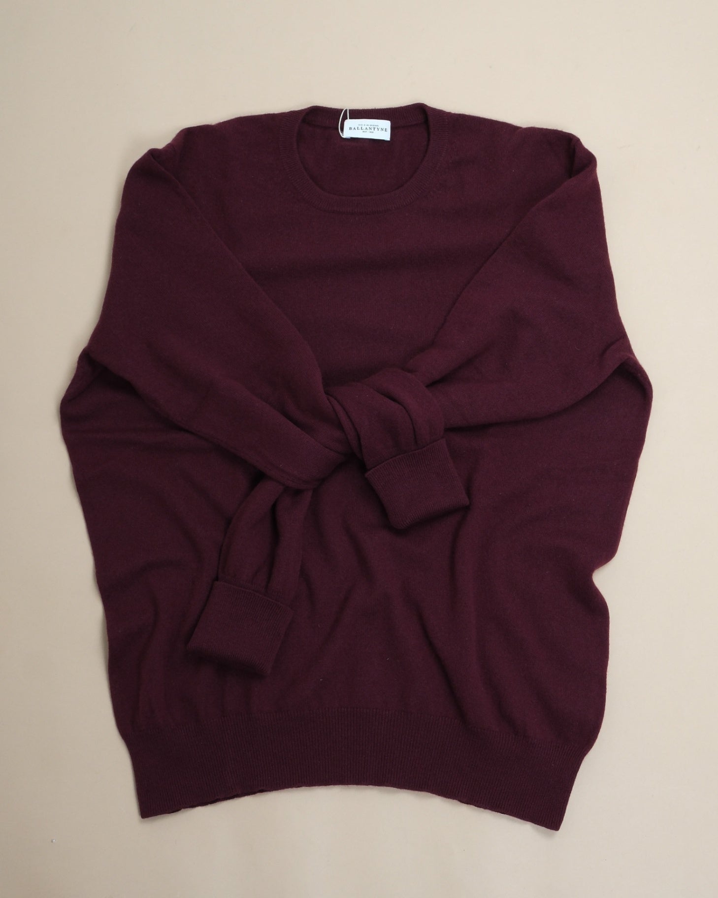 Burgundy Cashmere Crewneck Sweater