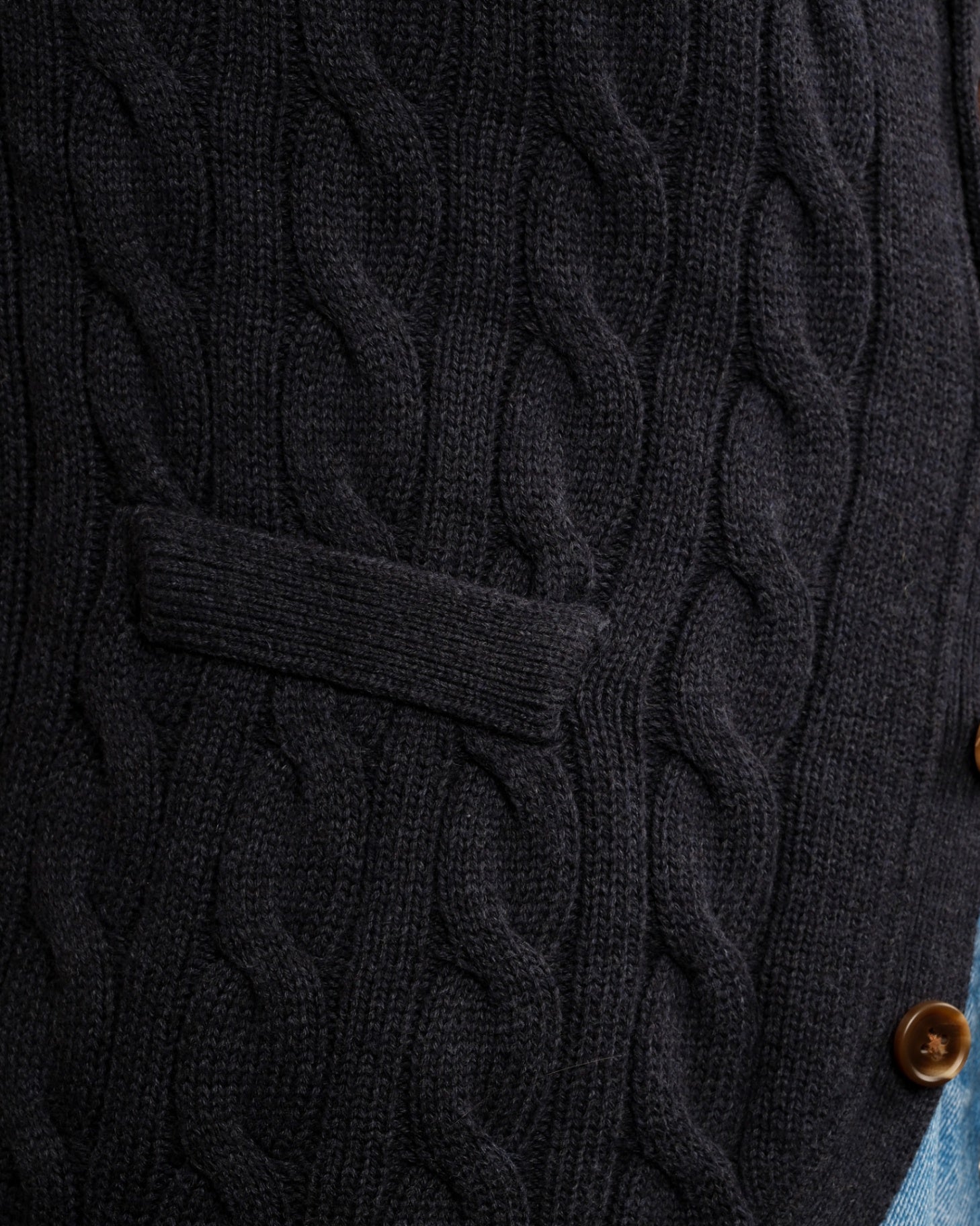 Navy Cable Knitted Sleeveless Cardigan