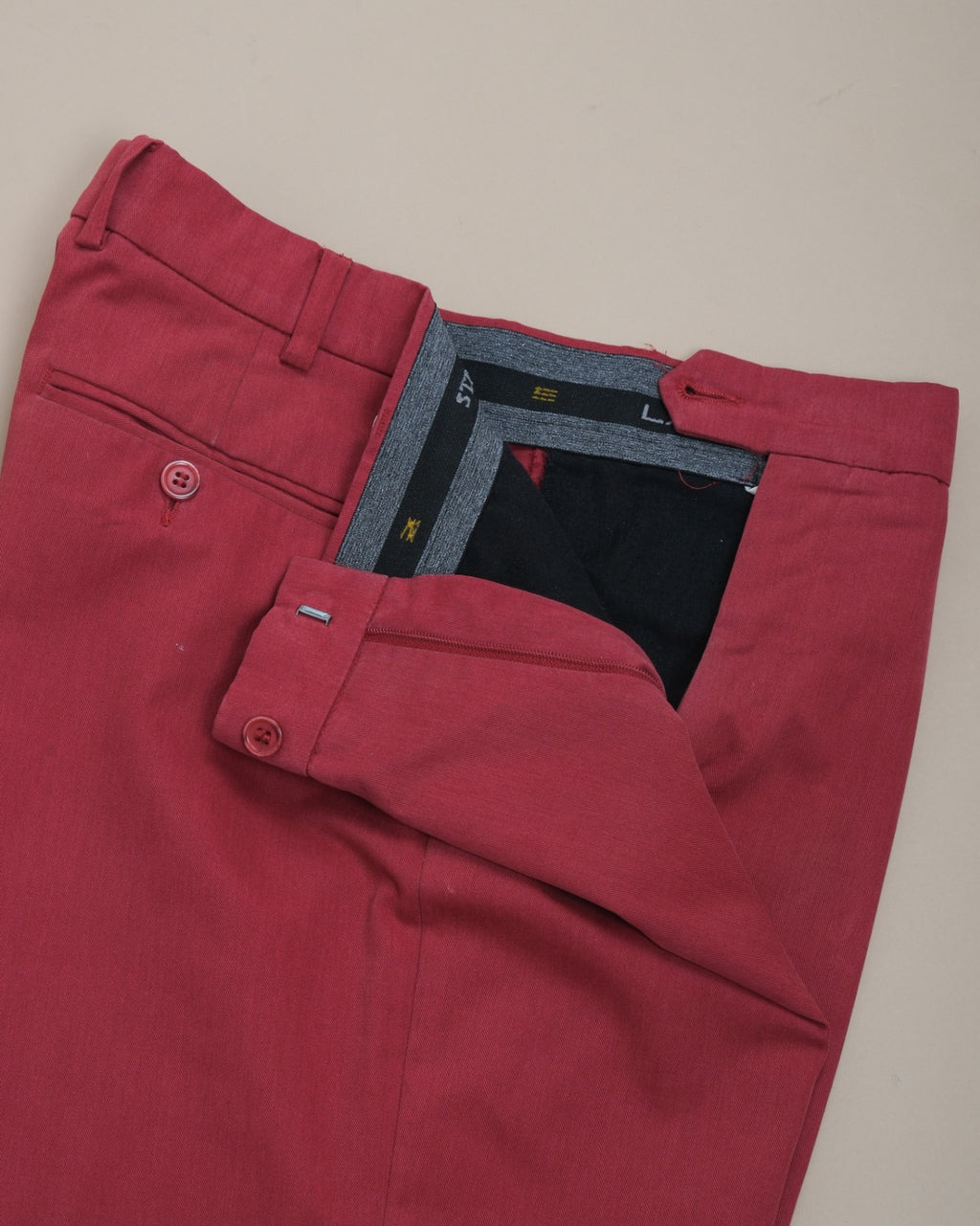 Red Straight Fit Twill Trousers