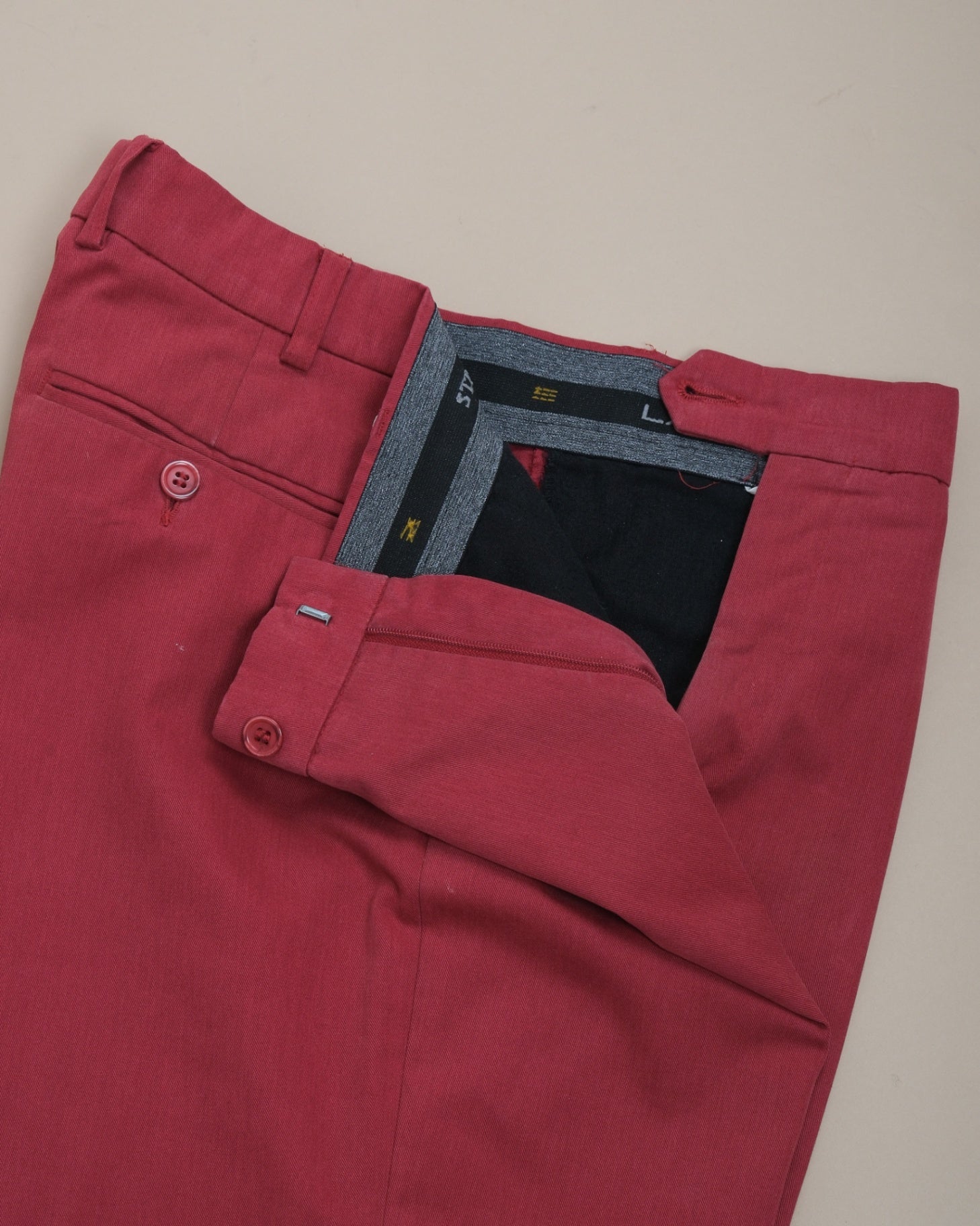 Red Straight Fit Twill Trousers