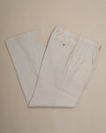 Beige Pleated Linen Blend Trousers