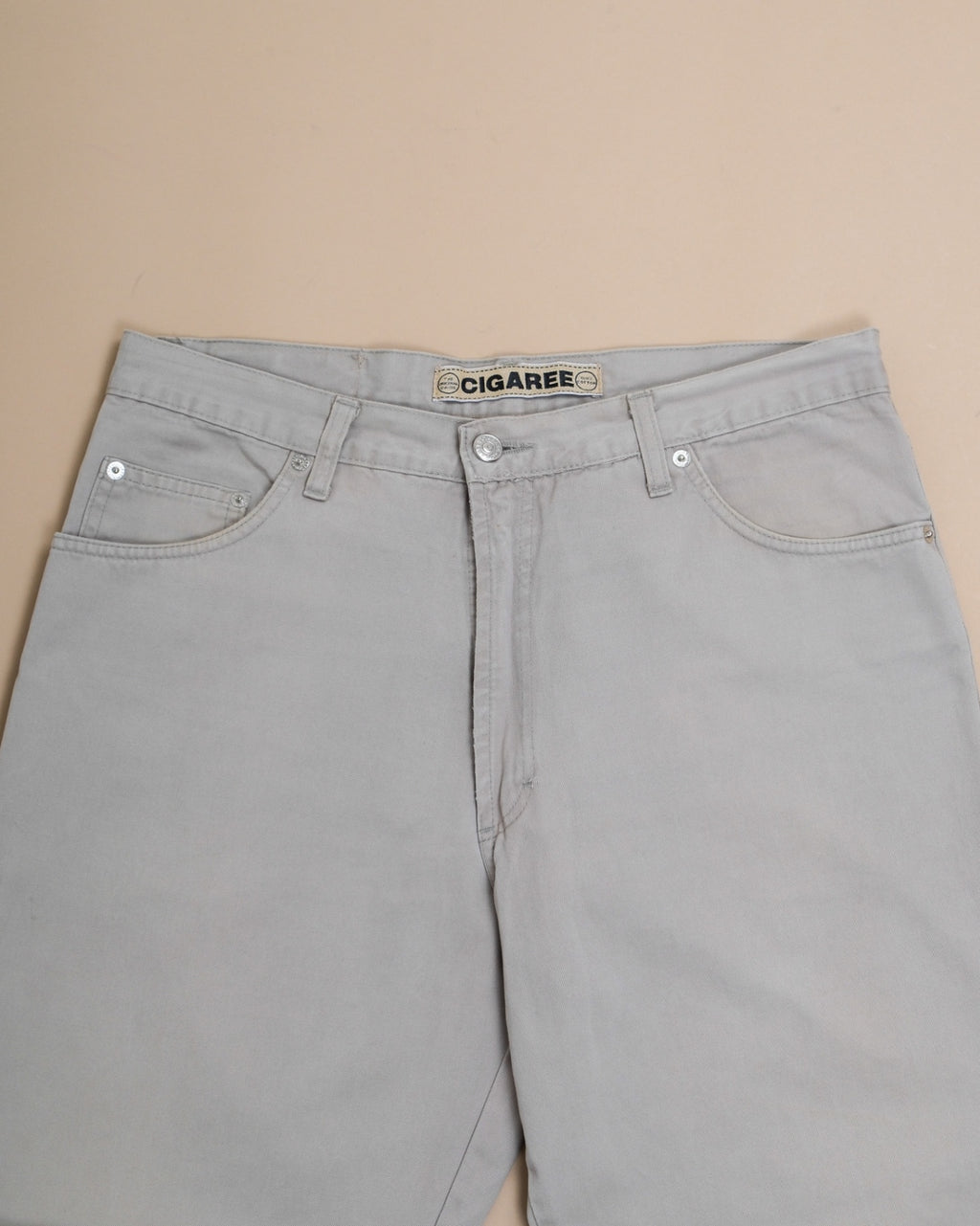 Beige High-Rise Jeans
