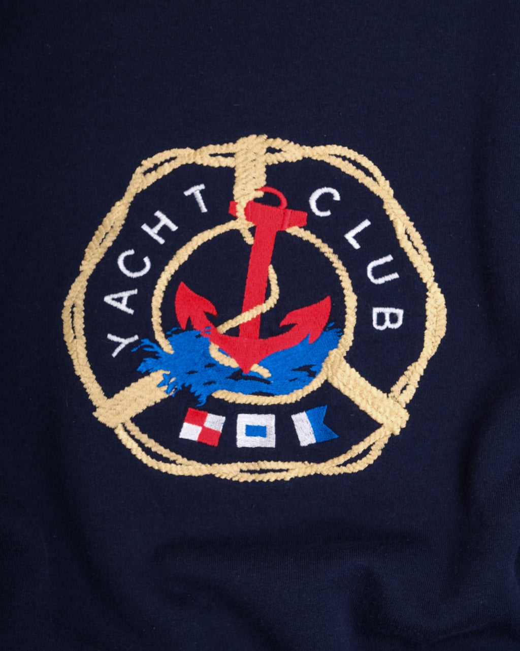 Navy Blue Embroidered Cotton Sweater