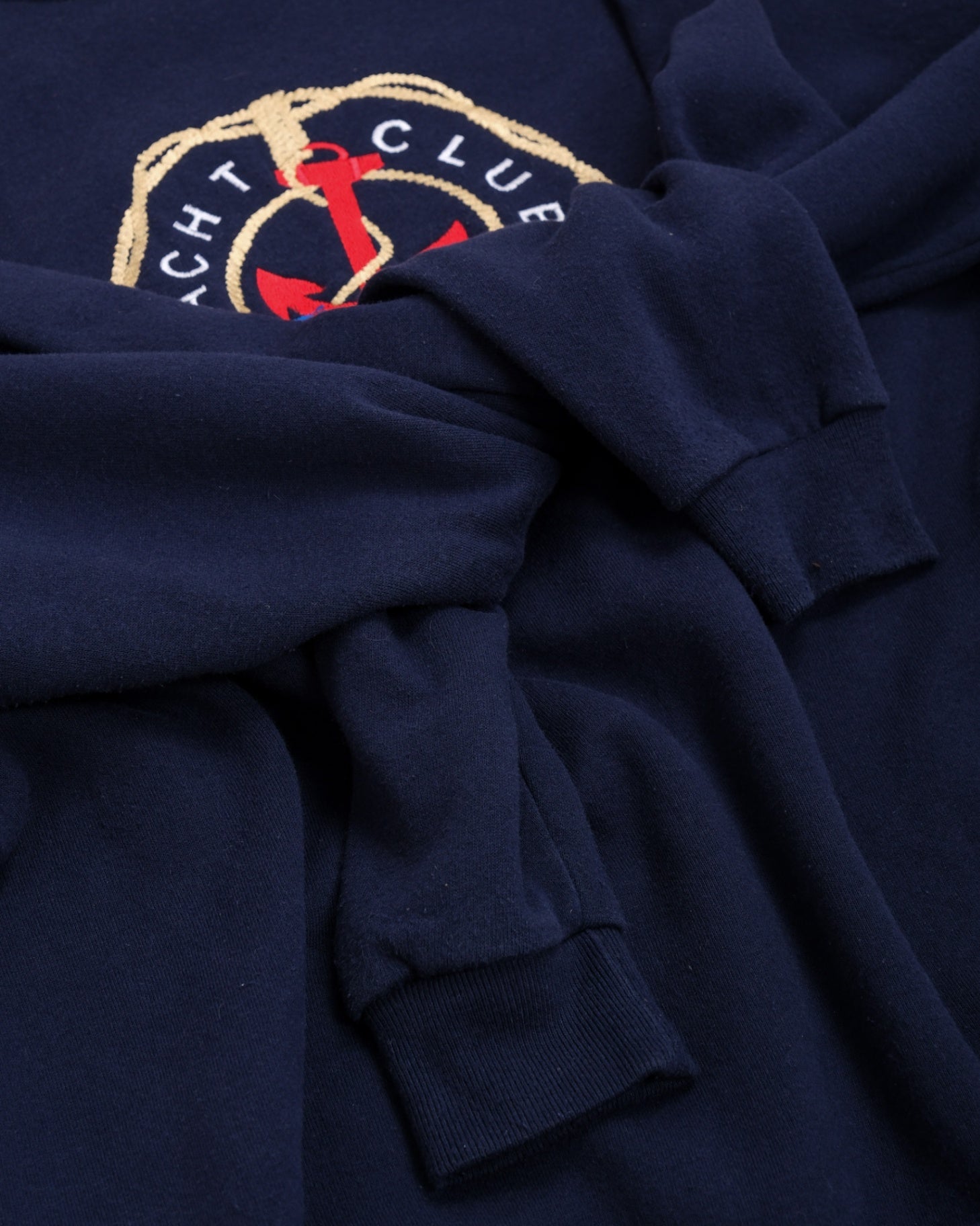 Navy Blue Embroidered Cotton Sweater