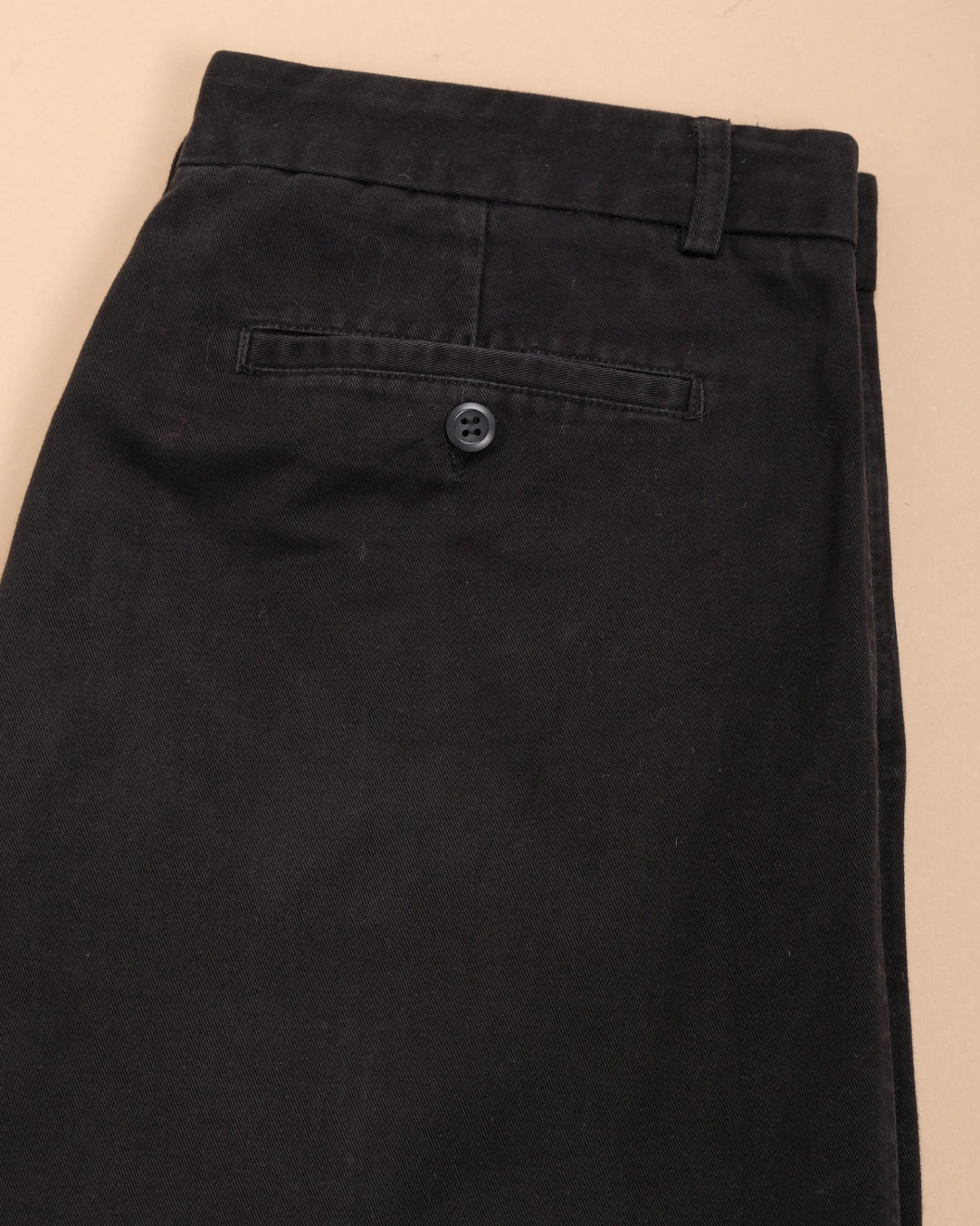 Black High-Rise Cotton Twill Trousers