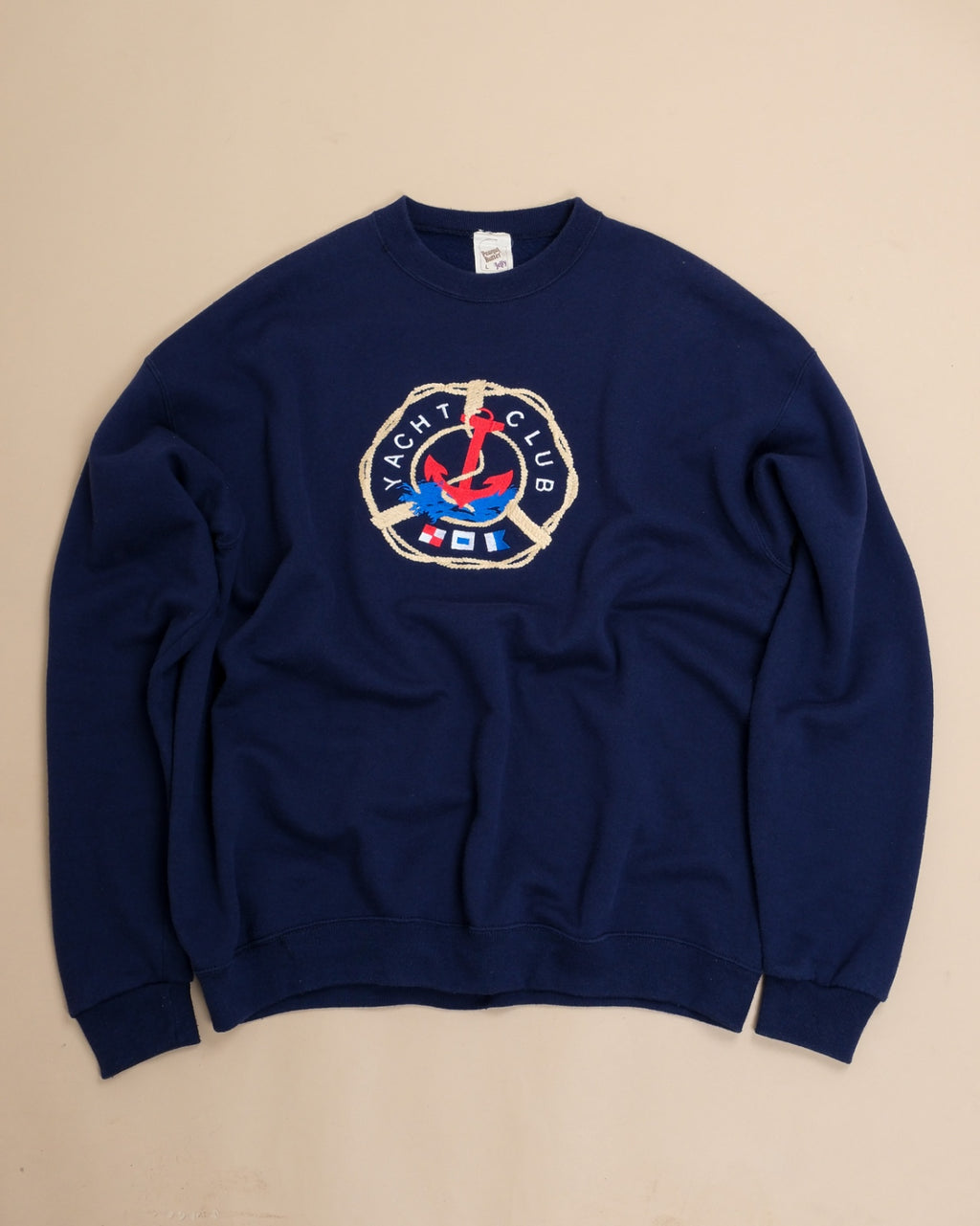 Navy Blue Embroidered Cotton Sweater