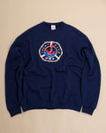 Navy Blue Embroidered Cotton Sweater