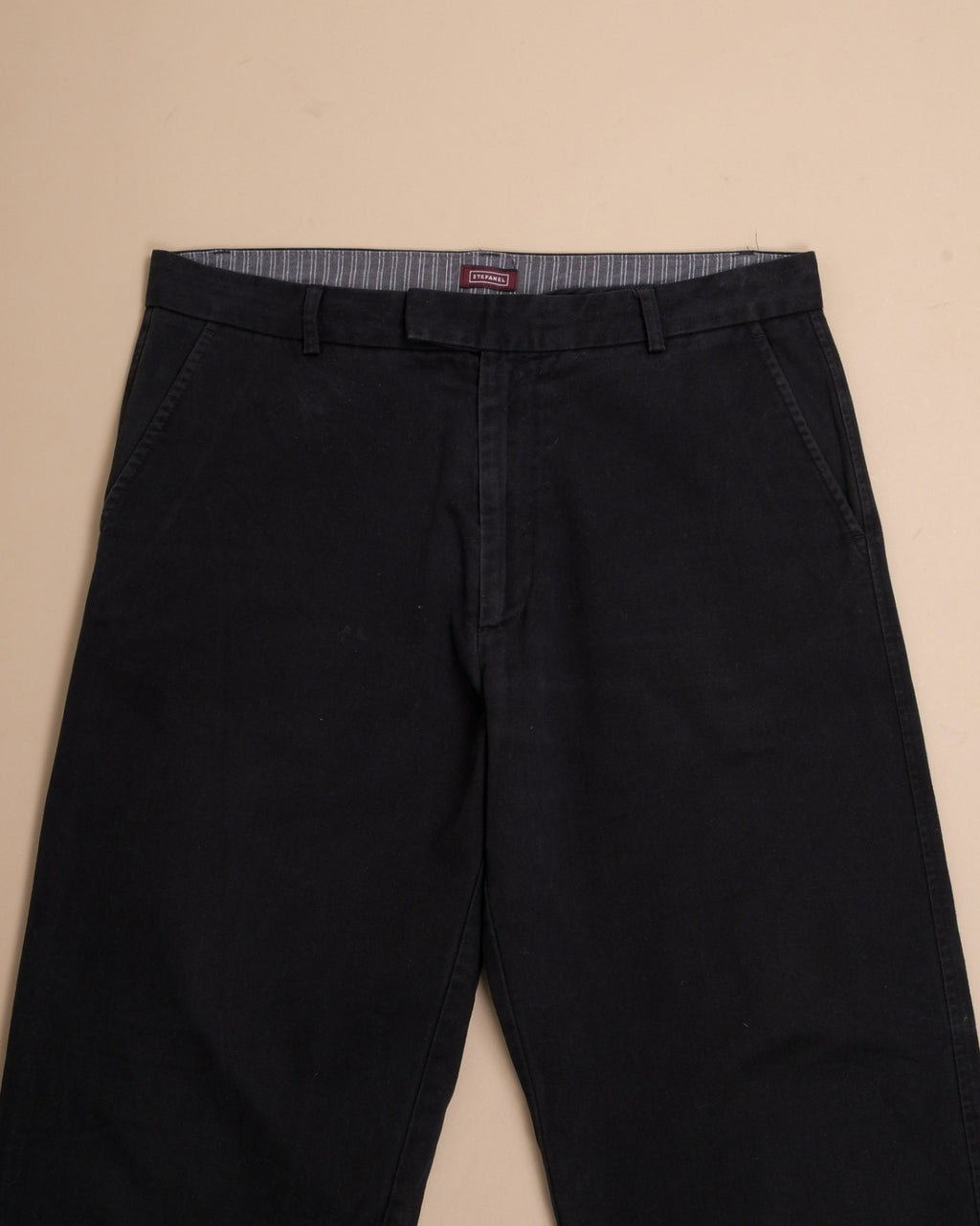 Black High-Rise Cotton Twill Trousers