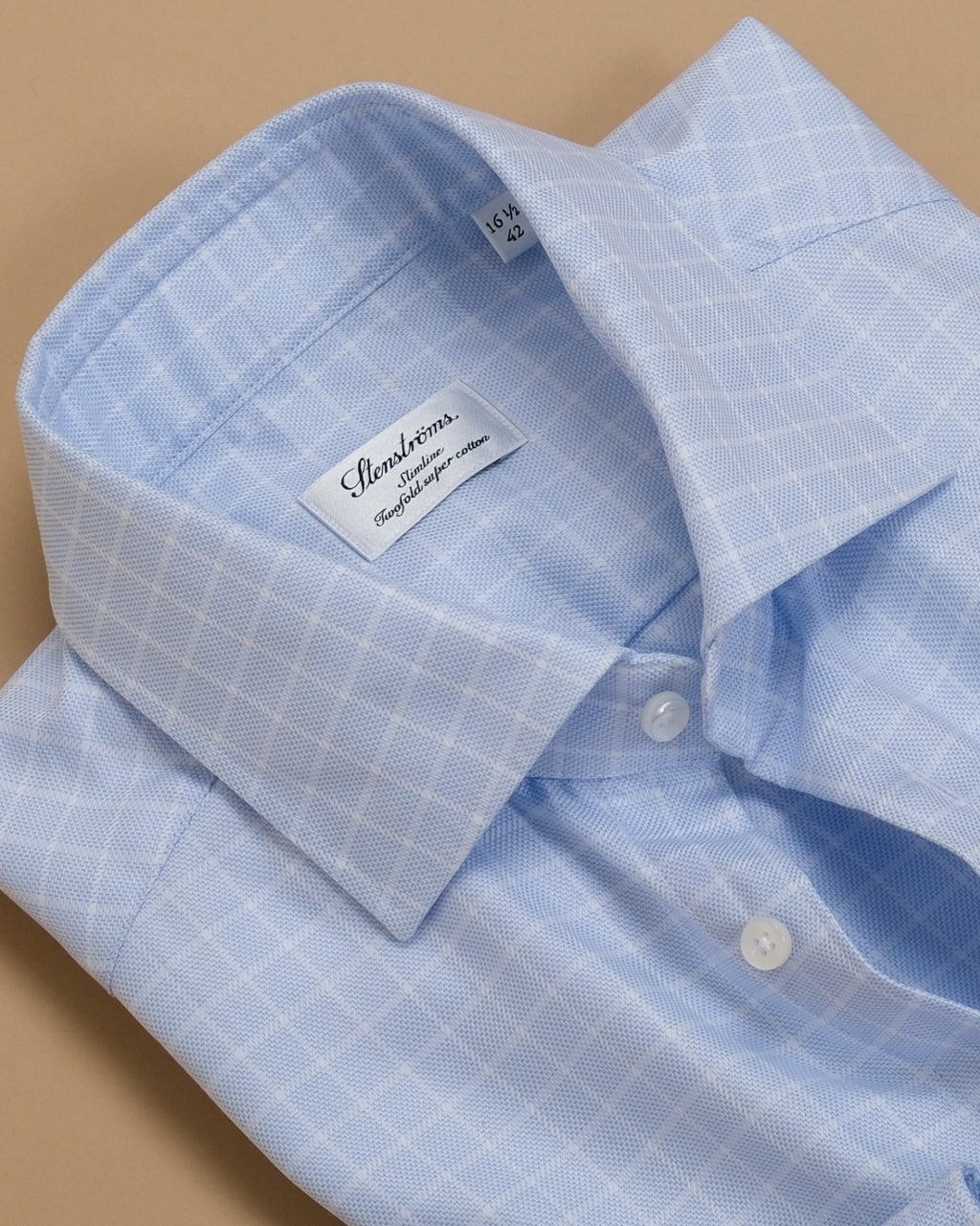 Light Blue Checked Twill Shirt